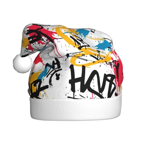 Woshuwo Graffiti-Weihnachtsmütze für Erwachsene, Kopfbedeckung, Neuheit Weihnachtsmütze Woshuwo Graffiti-Weihnachtsmütze für Erwachsene, Kopfbedeckung, Neuheit Weihnachtsmütze von Woshuwo