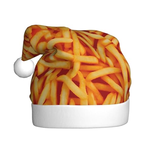 Woshuwo Piles Of Fries Santa Hat Erwachsene Xmas Headwear Neuheit Weihnachtsmütze von Woshuwo