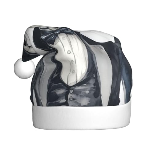 Woshuwo Skelett Gentleman gruselige Halloween-Weihnachtsmannmütze für Erwachsene, Weihnachts-Kopfbedeckung, Neuheit Weihnachtsmütze von Woshuwo