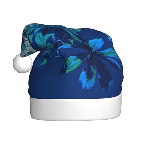 Woshuwo Weihnachtsmannmütze mit abstraktem Blumenmuster, für Erwachsene, Weihnachts-Kopfbedeckung, Neuheit von Woshuwo