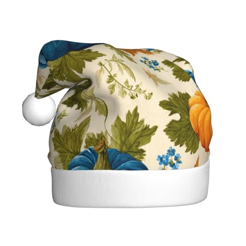Woshuwo Weihnachtsmütze für Erwachsene, Blau, Orange, Weiß, Kürbisse von Woshuwo