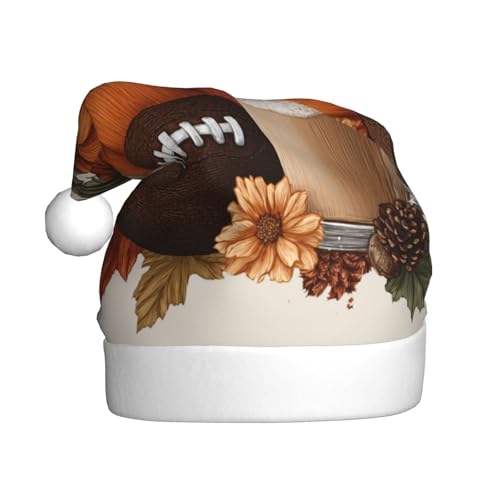 Woshuwo Weihnachtsmütze für Erwachsene, Herbst-Motiv, Kürbis, American Football von Woshuwo