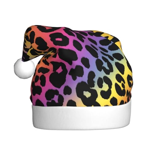 Woshuwo Weihnachtsmütze für Erwachsene, Leopardenmuster, Neonfarben von Woshuwo