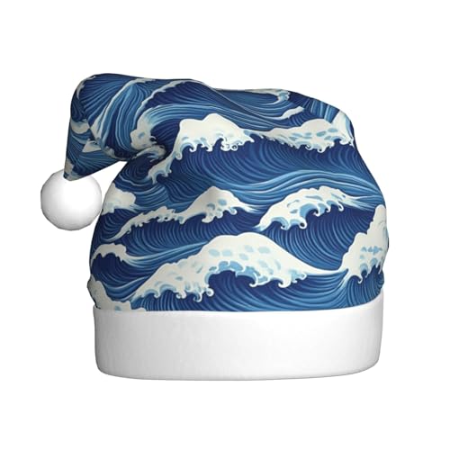 Woshuwo Weihnachtsmütze für Erwachsene, Motiv: blaue Meereswelle, Weihnachtsmannmütze Woshuwo Weihnachtsmütze für Erwachsene, Motiv: blaue Meereswelle, Weihnachtsmannmütze von Woshuwo