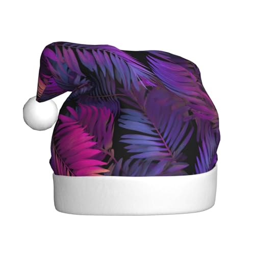 Woshuwo Weihnachtsmütze für Erwachsene, Palmblätter, Gelb / Violett von Woshuwo