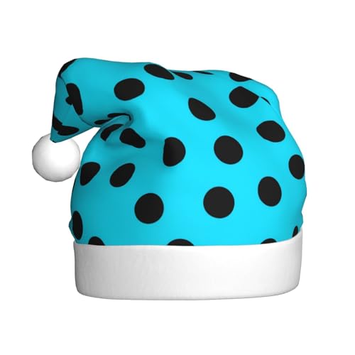 Woshuwo Weihnachtsmütze für Erwachsene, mit Punktemuster, Cyan, Schwarz von Woshuwo