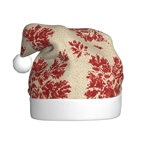 Woshuwo Weihnachtsmütze für Erwachsene, rote Blume, gestrickt, Beige von Woshuwo