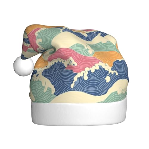 Woshuwo Weihnachtsmütze im Vintage-Stil, bunte Wellen, Weihnachtsmannmütze für Erwachsene Woshuwo Weihnachtsmütze im Vintage-Stil, bunte Wellen, Weihnachtsmannmütze für Erwachsene von Woshuwo