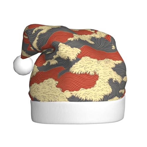 Woshuwo Weihnachtsmütze im chinesischen Stil mit Wellen, für Erwachsene, Weihnachtsmannmütze Woshuwo Weihnachtsmütze im chinesischen Stil mit Wellen, für Erwachsene, Weihnachtsmannmütze von Woshuwo