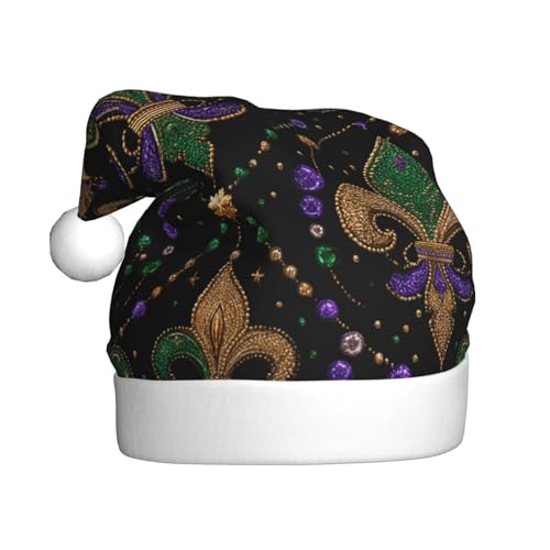 Woshuwo Weihnachtsmütze mit Karnevalsmuster, Weihnachtsmannmütze für Erwachsene, Kopfbedeckung, Neuheit Woshuwo Weihnachtsmütze mit Karnevalsmuster, Weihnachtsmannmütze für Erwachsene, Kopfbedeckung, Neuheit von Woshuwo