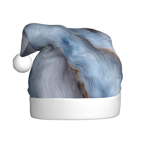 Woshuwo Weihnachtsmütze mit Marmorstruktur, weiß und blau, für Erwachsene, Weihnachtsmannmütze von Woshuwo