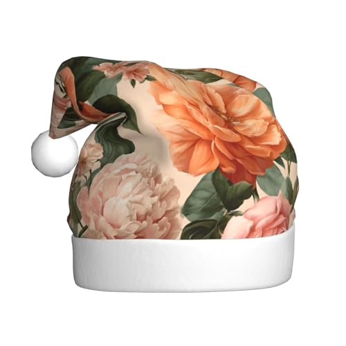 Woshuwo Weihnachtsmütze mit Pfingstrosen, für Erwachsene, Orange und Rosa von Woshuwo