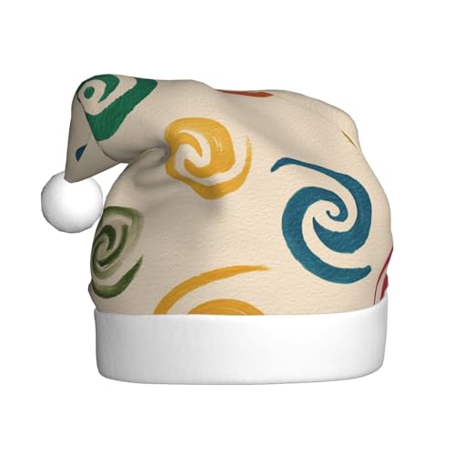 Woshuwo Weihnachtsmütze mit Regenbogen-Spiralen auf beigefarbener Form für Erwachsene Woshuwo Weihnachtsmütze mit Regenbogen-Spiralen auf beigefarbener Form für Erwachsene von Woshuwo