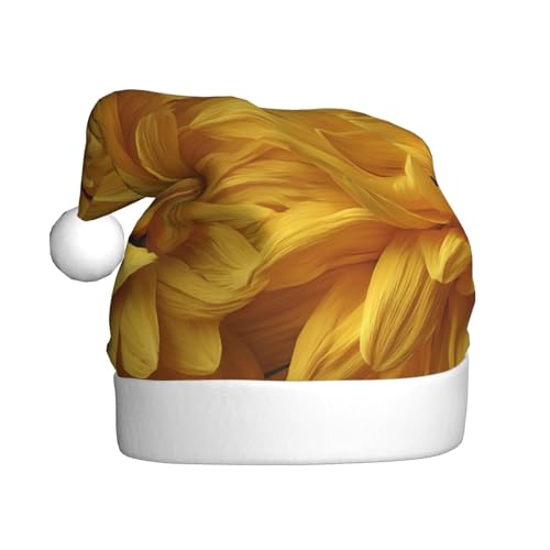Woshuwo Weihnachtsmütze mit Sonnenblumen-Blütenblättern, Textur, für Erwachsene, Weihnachts-Kopfbedeckung, Neuheit von Woshuwo