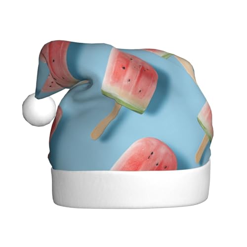 Woshuwo Weihnachtsmütze mit Wassermelonen-Motiv, für Erwachsene, Weihnachtsmannmütze von Woshuwo