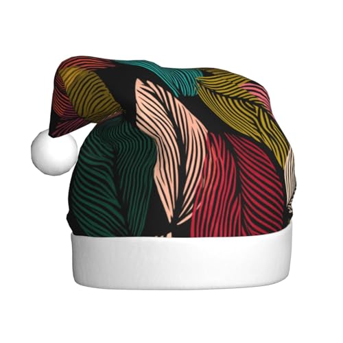 Woshuwo Weihnachtsmütze mit abstraktem Blattmuster, grafische Weihnachtsmütze für Erwachsene von Woshuwo