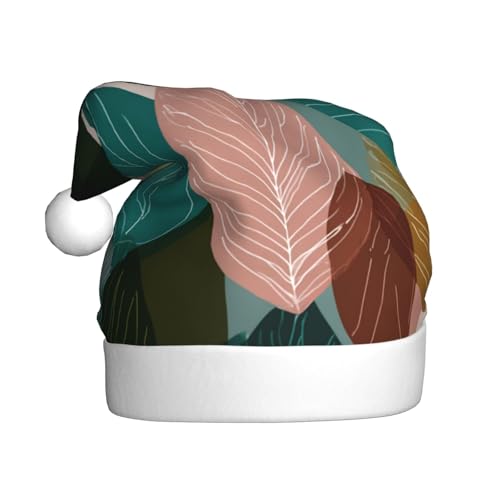 Woshuwo Weihnachtsmütze mit abstraktem Blattmuster, moderne Weihnachtsmütze für Erwachsene von Woshuwo