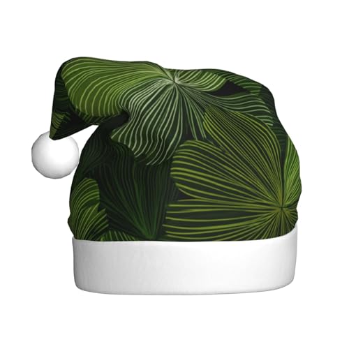 Woshuwo Weihnachtsmütze mit abstraktem grünem Blatt, minimale Textur, Weihnachtsmannmütze für Erwachsene von Woshuwo