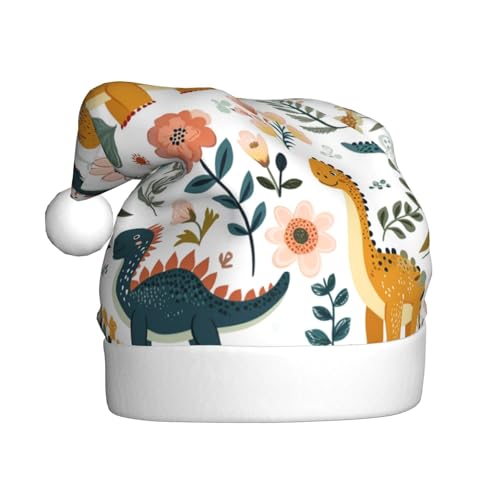 Woshuwo Weihnachtsmütze mit floralem Dinosaurier-Motiv, für Erwachsene von Woshuwo