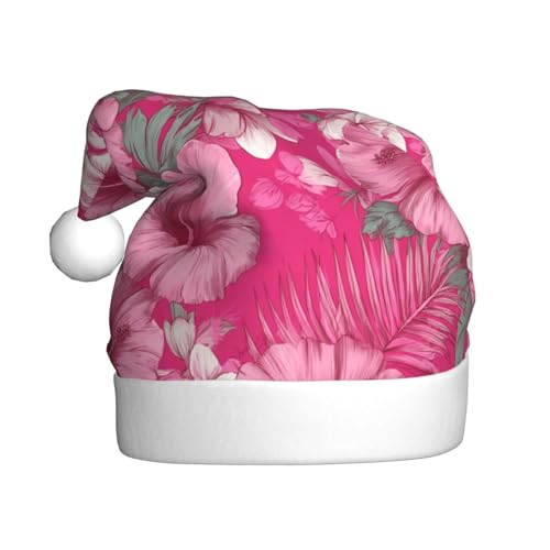 Woshuwo Weihnachtsmütze mit rosa Blumen, für Erwachsene, Kopfbedeckung, Neuheit von Woshuwo