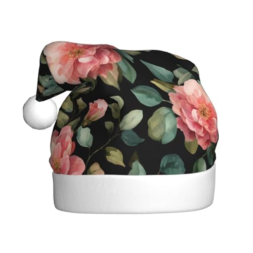 Woshuwo Weihnachtsmütze mit rosa Blush Blumen für Erwachsene von Woshuwo