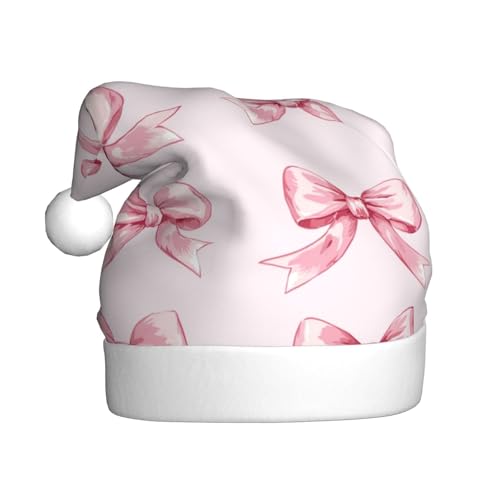 Woshuwo Weihnachtsmütze mit rosa Schleifenmuster, für Erwachsene, Weihnachtsmannmütze Woshuwo Weihnachtsmütze mit rosa Schleifenmuster, für Erwachsene, Weihnachtsmannmütze von Woshuwo