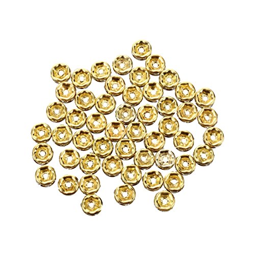 Wosieue Aufbewahrung 50 Goldperlen 6 mm mit Strass Wosieue Aufbewahrung 50 Goldperlen 6 mm mit Strass von Wosieue
