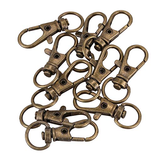 Wosieue Karabinerverschluss aus Metall, kupferfarben, 30 mm, Haken, Schlüsselanhänger, 10 Stück Wosieue Karabinerverschluss aus Metall, kupferfarben, 30 mm, Haken, Schlüsselanhänger, 10 Stück von Wosieue