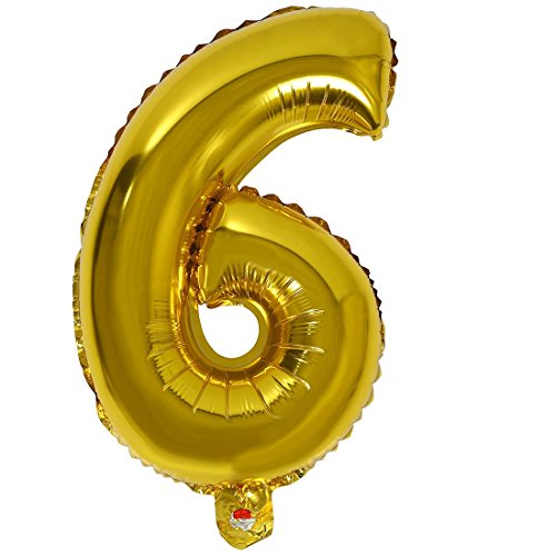 Wosieue Modus 40,6 cm (16 Zoll), Zahlenmotiv, Silberfolie, Luftballons, Geburtstag, Dekoration, Party, Hochzeit oder 6 von Wosieue