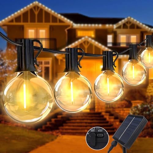 WoskjXas 12M LED Außen Lichterkette Glühbirnen Solar Lichterkette Außen Wetterfest mit 20 Warmweiße G40 Glühbirnen Lichterkette Außen Strom für Christmas Party Camping Balkon WoskjXas 12M LED Außen Lichterkette Glühbirnen Solar Lichterkette Außen Wetterfest mit 20 Warmweiße G40 Glühbirnen Lichterkette Außen Strom für Christmas Party Camping Balkon von WoskjXas