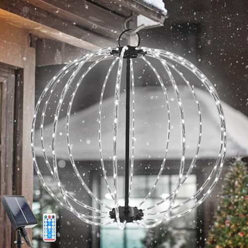 WoskjXas Solar Laterne Hängend, 30cm 8 Modi Laterne Solar Außen, IP65 Wasserdicht 96 LEDs Garten Laternenlicht für Draußen, Hängend Solarleuchten für Terrasse Veranda Balkon Hof [Weiß] von WoskjXas
