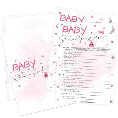 Halloween-Babyparty-Spiel, 30 Halloween-Spiele zum Enthüllen, für Gäste (inklusive Antwortkarte), 12,7 x 17,8 cm, perfekt für neutrale Geschlechtsoffenbarung, Dekorationen, Partyzubehör von Woukaup
