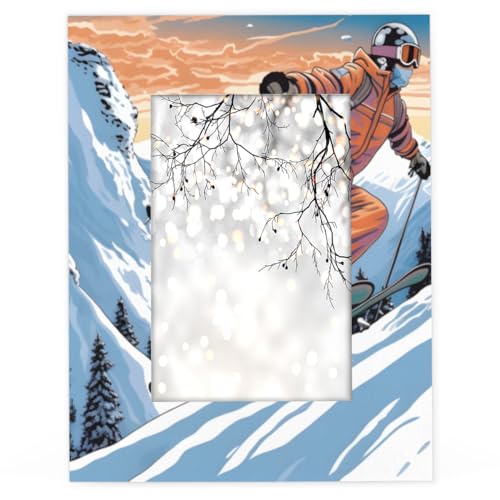 Bilderrahmen mit Ski-Sportspieler, 10,2 x 15,2 cm, für 10,1 x 15,2 cm Fotos, Holz-Bilderrahmen für Heimdekoration von WowPrint