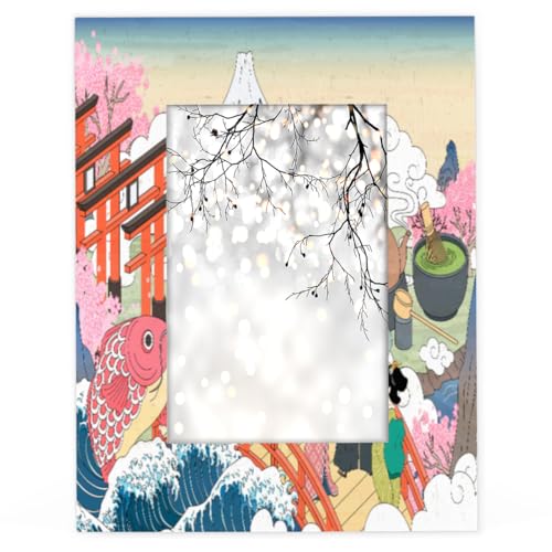 Retro Japan Scenery Bilderrahmen 20,3 x 25,4 cm, passend für 20,3 x 25,4 cm Fotos, japanischer Holz-Bilderrahmen für Heimdekoration von WowPrint