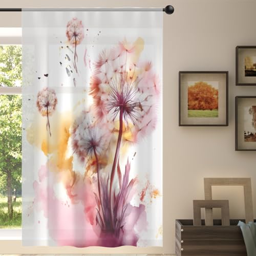 Sheer Vorhang 139 x 198 cm, Pusteblume Kunst Blume Sheer Fenster Voile Vorhänge für Wohnzimmer Schlafzimmer Zimmer Küche Esszimmer Dekor von WowPrint