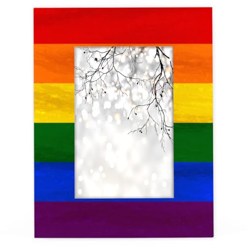 WowPrint Bilderrahmen mit Streifen, Regenbogenfarben, 12,7 x 17,8 cm, für 12,7 x 17,8 cm, bunter Regenbogen-Holz-Bilderrahmen für von WowPrint