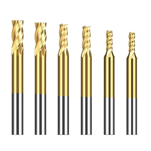 Fräser, TiN-beschichteter Schaftfräser, 4-schneidiger Fräser, 1,5–13 mm, HSS-Metallschneider for CNC-Maschinen, Aluminium-Fräswerkzeug (Size : 2x6x7x51) von WowzZa