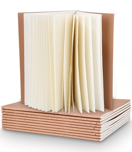 Notizbuch A5 blanko, 10 Kraft Notizheft A5 Set, Skizzenbuch, 72 Seiten, Kraftpapier Leeres Notizbuch für Kinder und Erwachsene, Tagebuch für Schule, Büro, Reisen, Zeichnen, Back to School Geschenk von Woxovo