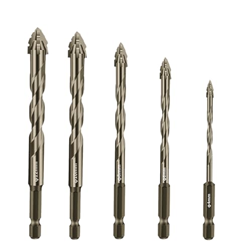 WOYUOSN 5-teiliges hochfester Exzenterspiralbohrer, Steinbohrer für Beton, Glas, Ziegel, Zement, Fliesen, Holz usw., Industriestärke, Hartmetallbohrer, Spitzengröße 5/32-1/2 WOYUOSN 5-teiliges hochfester Exzenterspiralbohrer, Steinbohrer für Beton, Glas, Ziegel, Zement, Fliesen, Holz usw., Industriestärke, Hartmetallbohrer, Spitzengröße 5/32-1/2 von Woyuosn