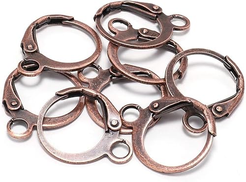 Kupfer-Ohrringhaken, 14 x 12 mm, rund, französische Hebel-Ohrringhaken, Draht-Einstellungen, Basisringe für DIY-Designs, Schmuckherstellung, Schmuckherstellung, 20 Stück von Wpppan
