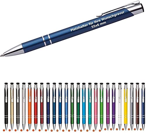WPRO 100 x Cosima Kugelschreiber, blau aus Metall mit Gravur (Neu & alle mit gleicher Wunschgravur) blauschreibend von WPRO