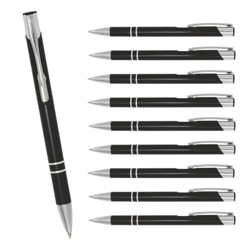 WPRO Kugelschreiber-Set Cosima 10-Stück aus Metall Großraum-Mine blau ergonomischer Griff, Farbe: schwarz WPRO Kugelschreiber-Set Cosima 10-Stück aus Metall Großraum-Mine blau ergonomischer Griff, Farbe: schwarz von WPRO