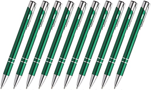 Wpro Kugelschreiber-Set Cosima 10-Stück aus Metall Großraum-Mine blau ergonomischer Griff (Grün) von Wpro
