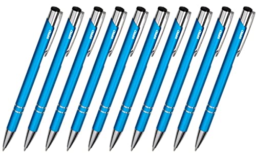 Wpro Cosima 10er Set Metall-Kugelschreiber Großraummine Blau Ergonomischer Griff 14 - Türkis von Wpro