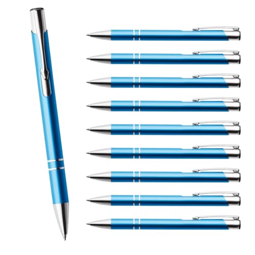 Wpro Cosima 10er Set Metall-Kugelschreiber Großraummine Blau Ergonomischer Griff 14 - Türkis von Wpro