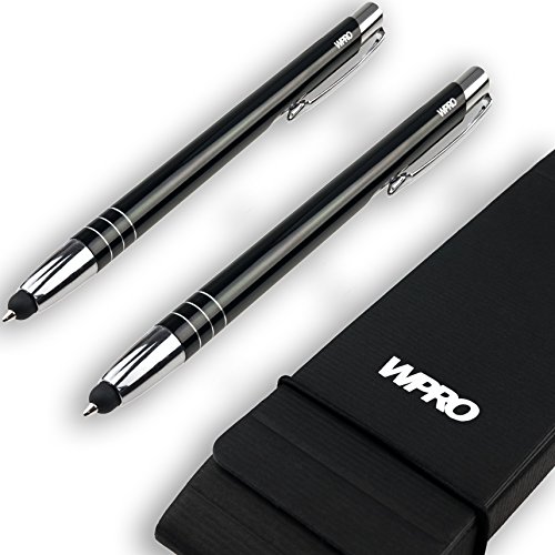 Wpro Toccara - Kugelschreiber & Eingabe-Stift 2in1 2-Stück Set - Smartphone & Tablet dünne 3D Touch-screen Stylus-Pen Spitze (Schwarz-Premium) von Wpro