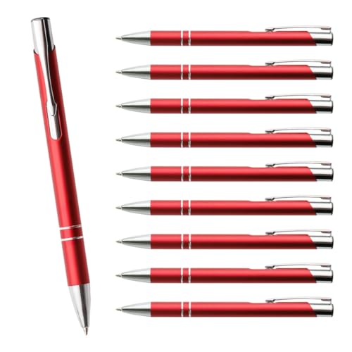 Wpro Cosima 10er Set Metall-Kugelschreiber Großraummine Blau Ergonomischer Griff 6 Rot von Wpro