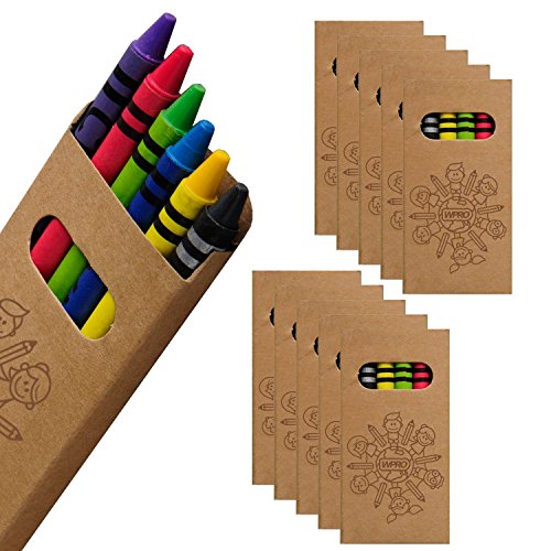 Wpro Kids Wachsmalstifte 10-er Set | Gastgeschenk Kindergeburtstag Mitgebsel | Crayons in 6 Farben | Stifte für Jungen & Mädchen braun von Wpro