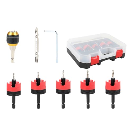Counter -Waschbecken -Teile für Holzarbeiten, Countersink -Bits für Holz - 7x einstellbarer Tiefe Hex Shank Set - Trim Restore -Lösung, 1/4 in schnellen Veränderungen Hex Shanks, von Wpsagek