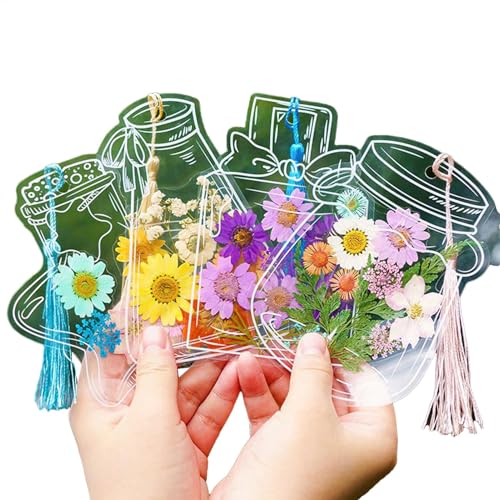 DIYS Transparente Lesezeichen, Tausend Blumen -Lesezeichen, Acryl -Clear Trockenblüten -Lesezeichen, handgefertigtes Blumenbuch mit Loch für Leser (100) von Wpsagek